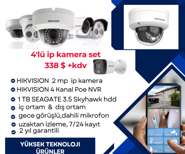 4 lü İP kamera Sistemi, sesli